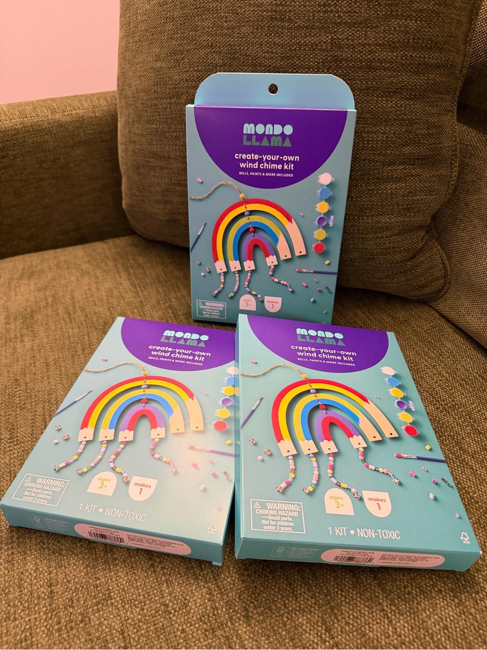 NEW Mondo Llama Rainbow Wind Chime Craft Kits Lot of 3 DIY Kids Activity